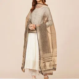 Fabindia Black & Beige Printed Dupatta image 2