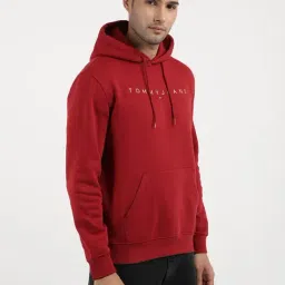 Tommy Hilfiger Red Cotton Regular Fit Printed Hooded Sweatshirt image 4