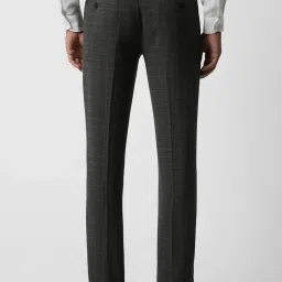 V Dot Warm Grey Skinny Fit Checks Trousers image 2