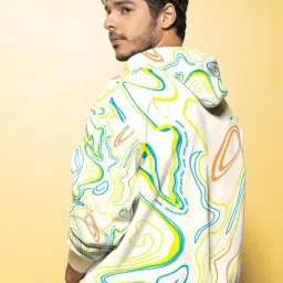 Bewakoof Men's Gardenia All Over Printed Oversized Hoodie image 4