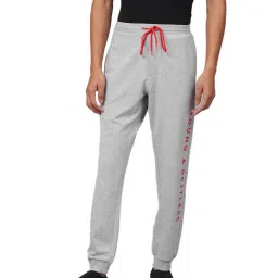 UnderJeans by Spykar Grey Melange Slub Joggers image 1