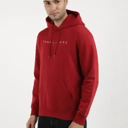 Tommy Hilfiger Red Cotton Regular Fit Printed Hooded Sweatshirt image 3