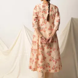 Ekohum Butter Yellow Floral Print A-Line Kurta image 2