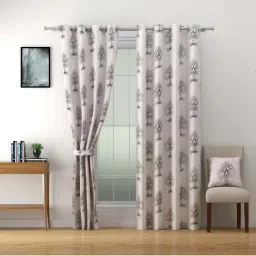 Swayam Sigma Grey & Black 7 ft. Eyelets Door Curtains - Set of 2 image 1