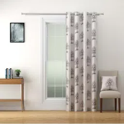 Swayam Sigma Grey & Black 7 ft. Eyelets Door Curtains - Set of 2 image 3