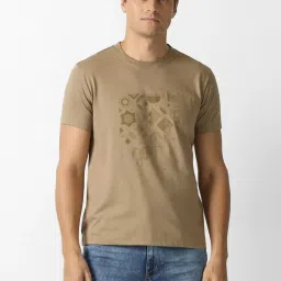Van Heusen Brown Regular Fit Printed T-Shirt image 1