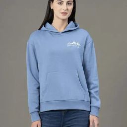 Red Tape Slate Blue Loose Fit Printed Hoodie-picture-3