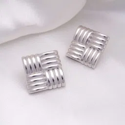 Perfectly Average Large Knot Square Studs Silver image 1