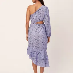 Moomaya Lavender Floral Print High-low Dress image 2
