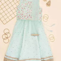 Akkriti by Pantaloons Girls Mint Lime Embellished Lehenga Cholis-image-84