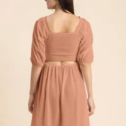 Moomaya Peach Regular Fit A Line Dress image 2