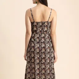 Moomaya Brown Printed Midi Dress image 2