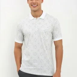 Allen Solly White Cotton Regular Fit Printed Polo T-Shirt image 1
