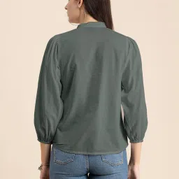 Moomaya Grey Cotton Regular Fit Shirt image 2