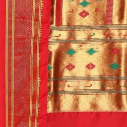 Varkala Silk Sarees Blue & Red Woven Saree With Unstitched Blouse image 5