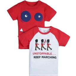 Plum Tree Kids Red & White Printed T-Shirt (Pack Of 2)-picture-31