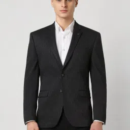 Van Heusen Black Slim Fit Printed Blazer image 1