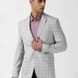 Van Heusen Grey Slim Fit Checks Blazer image 1