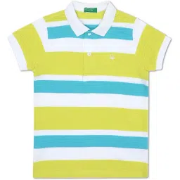United Colors of Benetton Kids Green & White Striped Polo T-Shirt-picture-33