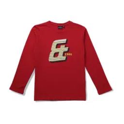 Gini & Jony Kids Red & White Printed Full Sleeves T-Shirt-picture-26