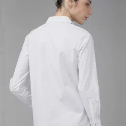 Van Heusen White Cotton Chequered Formal Shirt image 2