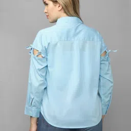 Allen Solly Blue Cotton Shirt image 2