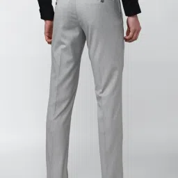 Peter England Grey Slim Fit Heathered Trousers image 2