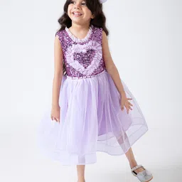 Hopscotch Girls Purple Embellished Print Fit & Flare Sleeveless Dress-picture-25