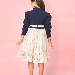 Aarika Kids Navy & Peach Embroidered Frock with Belt image 2