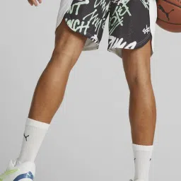 Puma Jamboree AOP Black & White Regular Fit Printed Sports Shorts image 2