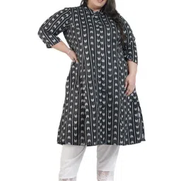 LASTINCH Black Cotton Printed A Line Kurta image 1