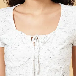 YU by Pantaloons Off-White Cotton Printed Top image 2