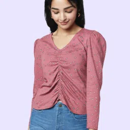 YU by Pantaloons Brown Cotton Printed Top image 2