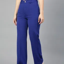 Kotty Blue & White Solid High rise Trousers (Pack Of 2) image 2