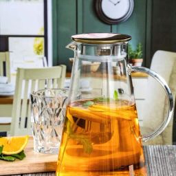 Goodhomes Transparent Glass Water Jug with Metal Lid-picture-32