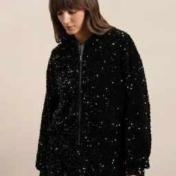 Vero Moda Black Regular Fit Embellished Jacket image 1