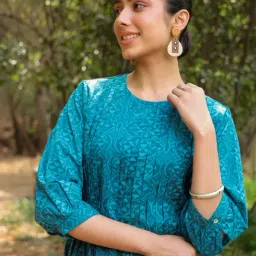 SAVI Blue Cotton Floral Top image 5