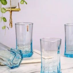 Goodhomes Transparent Glass Coloured Tumbler - Set of 6-picture-3