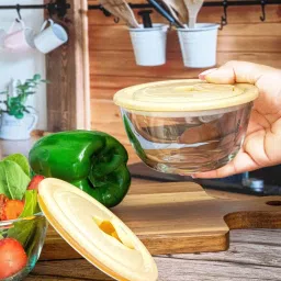 Goodhomes Transparent Glass Small Bowl with Lid - Set of 2 image 2