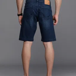 Allen Solly Jeans Navy Cotton Slim Fit Denim Shorts image 2