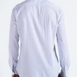 Tommy Hilfiger White & Light Blue Cotton Regular Fit Printed Shirt image 2