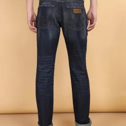 Wrangler Dark Blue Straight Fit Lightly Washed Jeans image 2