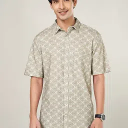 Byford By Pantaloons Beige Regular Fit Printed Shirt-image-86