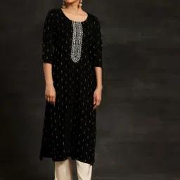 Libas Black Embroidered Straight Kurta-image-32