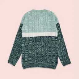 Pantaloons Junior Blue Color Block Full Sleeves Sweater image 2