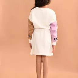 LilPicks Kids Off White Solid Full Sleeves Dress image 2