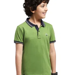 Monte Carlo Kids Green Polo Neck Half Sleeve Regular Fit T-Shirt image 1