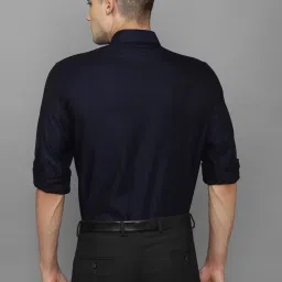 Louis Philippe Navy Cotton Regular Fit Striped Shirt image 2