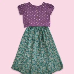 Akkriti by Pantaloons Kids Purple & Green Printed Lehenga Cholis image 2