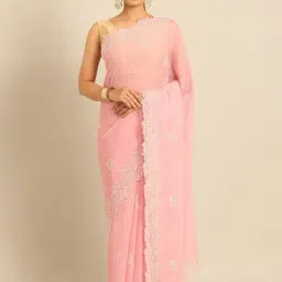 Mohey Pink Embroidered Saree With Blouse-picture-36